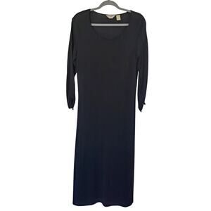 J. Jill Black Stretchy Rayon Tied Long Sleeved Maxi Dress, Women's Medium